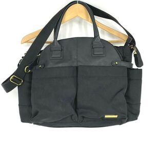 Skip Hop Diaper Bag Black Chelsea Downtown Satchel Gold Hardware Baby Pockets